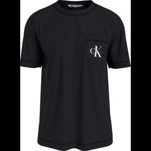 NWOT Men’s Small Calvin Klein Jeans Monogram Logo Print Pocket Cotton Tee Black